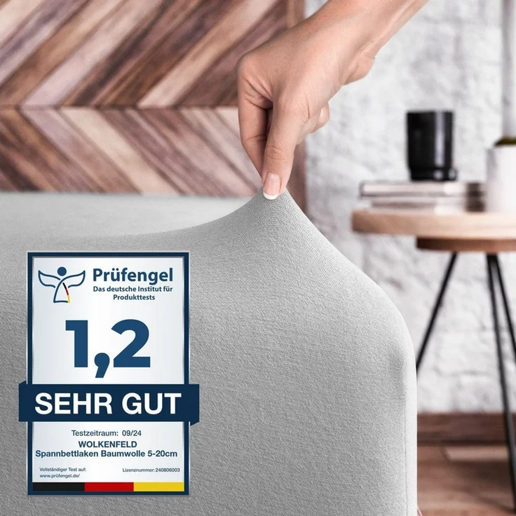 Wolkenfeld Spannbettlaken 100% Baumwolle - Superweiches Bettlaken für Matratzen von 5 bis 20cm, Jersey, Gummizug: rundum, (1 Stück), Rutschfest & Blickdicht - 90x200, 140x200, 160x200, 180x200 200x200 – Bild 1