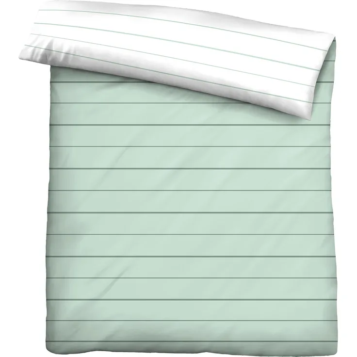 biberna 0636044 Mako-Satin Bettwäsche STREIFEN - MIX & MATCH, mint, 1x 135x200 cm + 1x 80x80 cm