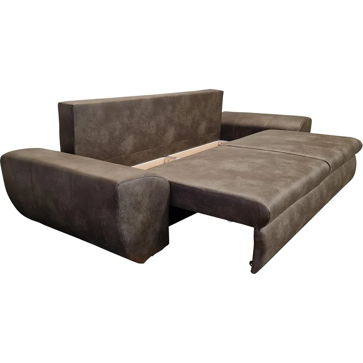 Big-Sofa mit Schlaffunktion und Bettkasten XXL Couch im Vintage Look in Braun – Bild 4
