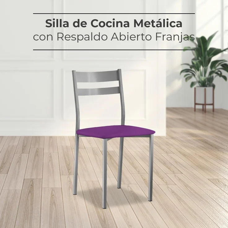 ASTIMESA SCRFBJ 2 Küchenstühle, Metall, Aubergine, Sitzhöhe 45 cm – Bild 2