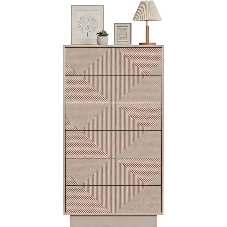 UEV Kommode mit 6 Schubladen, Kommodenschrank Sideboard schmal (Moka), Sideboard Schubladenschrank Push to Open, Mehrzweckschrank für Wohnzimmer Schlafzimmer Flur Büro 60x33,5x111cm--Mokka--60x33.5x111cm--YOUDENOVA – Bild 1