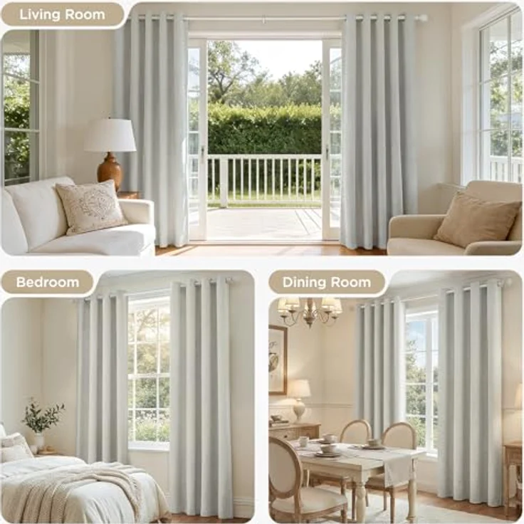 Joydeco Verdunkelungsvorhänge, 228 cm lang, 2 Paneele, Burgrot, Raumverdunkelungsvorhänge für Schlafzimmer, 100% verdunkelnde, strukturierte Thermovorhänge, Sichtschutz, 2 Paneele Set (B x L x L), – Bild 7
