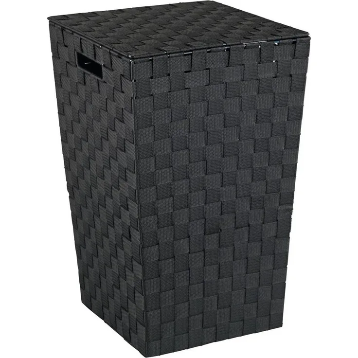 Wenko Wäschetruhe Adria Square Fassungsvermögen 48 L, Polypropylen, schwarz, 33 x 33 x 53 cm
