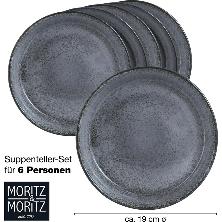 Moritz & Moritz VIDA 6tlg Suppenteller Anthrazit – Bild 5