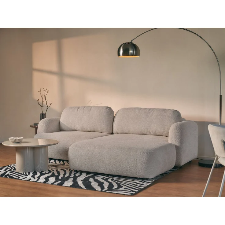 Selsey Tvoya Ecksofa mit Schlaffunktion, Ottomane rechts, Bouclé Beigegrau – Bild 3
