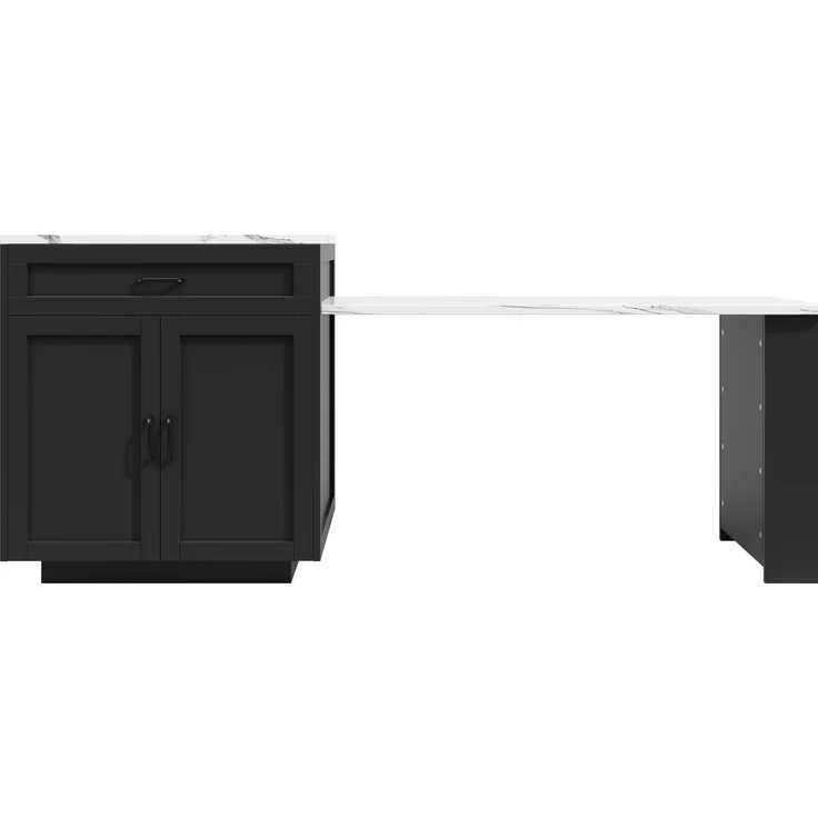 Ausziehbarer Bartisch aus MDF mit Stauraum, 98-204x70x93,5 cm, Schwarz – Bild 5