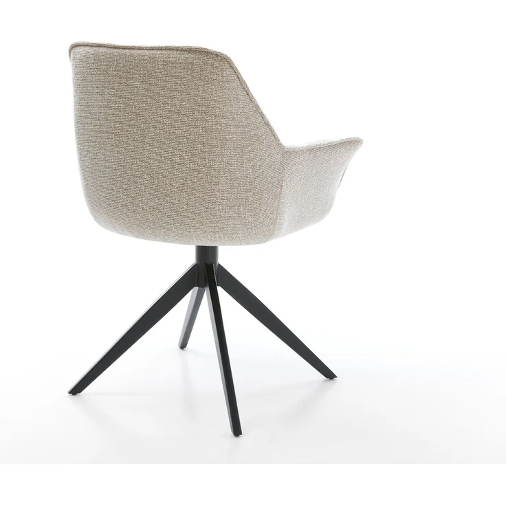 Drehstuhl Kaira-Flex Webstoff Soft Beige Kreuzgestell breit Schwarz 360° drehbar Wippfunktion – Bild 5