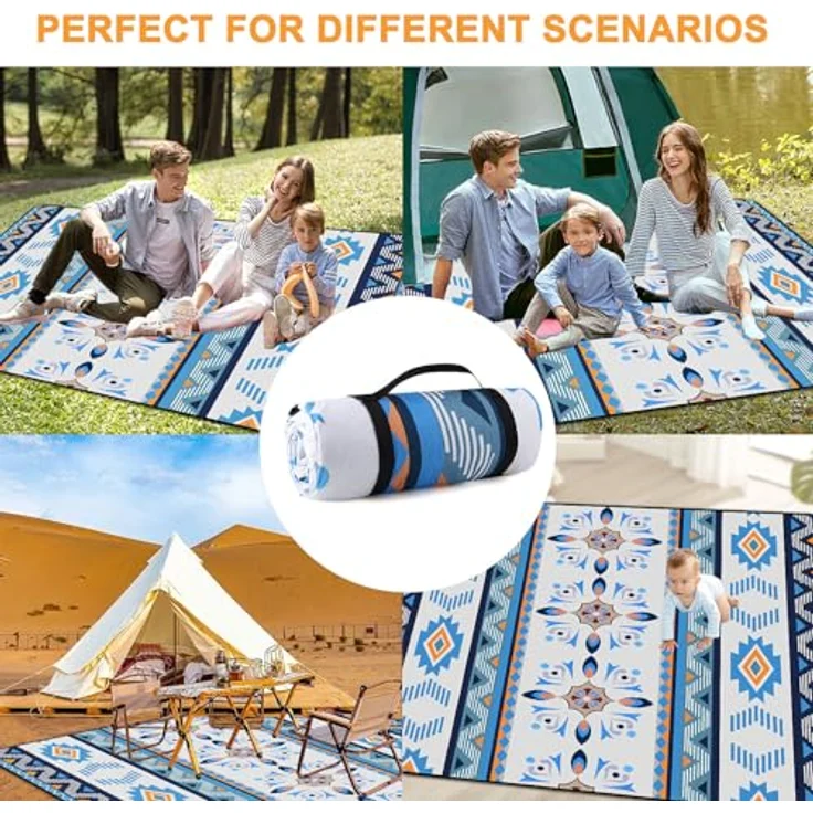 EXTSUD Outdoor Picknickdecke, 200x200 cm Camping Picknick Matte Feuchtigkeit Pad Meeres-Herz Tragbare Picknick Decke Wasserdicht Campingdecke Stranddecke mit Tragegriff Picknick Matte – Bild 9