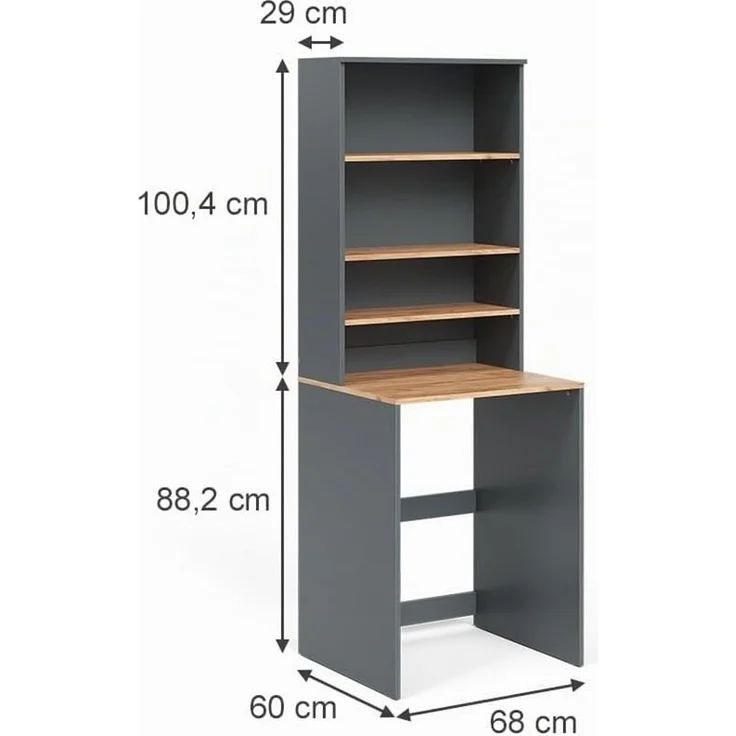 Waschmaschinenschrank Viktor Anthrazit/Goldkraft Eiche 66 x 88.2 cm 2 Teile mit Regal Vicco – Bild 2