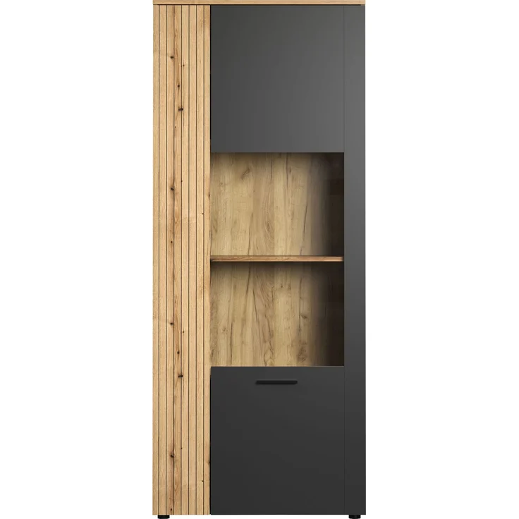 Vitrine Avila in grau und Eiche Evoke 80 x 195 cm – Bild 1