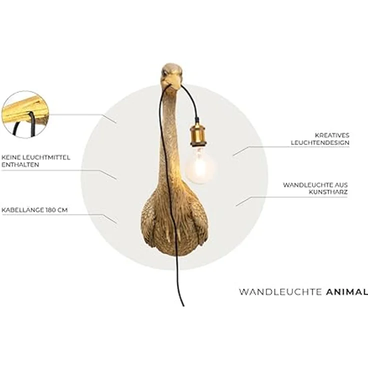 Wandleuchte Heron 62 cm / WLHERON, Kunststoff, Braun, 26 x 62 x 22 cm – Bild 4