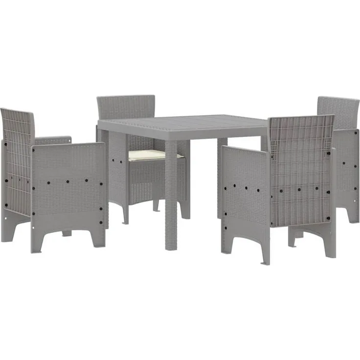 vidaXL Garten Essgruppe 5 pcs Hellgrau Polypropylen 3378551