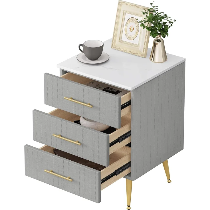 Woltu Nachttisch (1-St), 3 Schubladen aus Massivholz, Höhe Tragfähigkeit – Bild 9