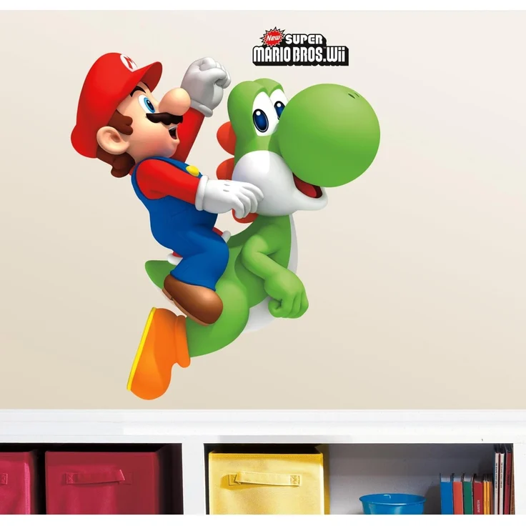 Nintendo Super Mario Bros mit Yoshi und Mario Wandaufkleber – Bild 2