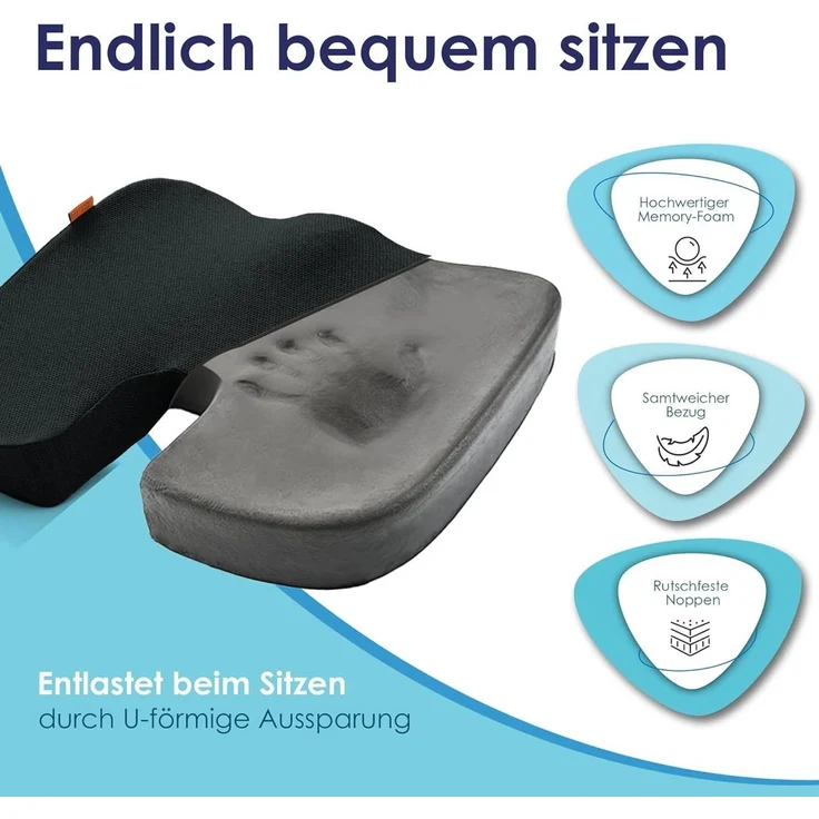DYNMC you Sitzkissen Bürostuhl - Test SEHR GUT - Sitzring steißbein entlastung, Kissen Stuhl Entlastet Rücken & Erhöht Sitzkomfort – Bild 3