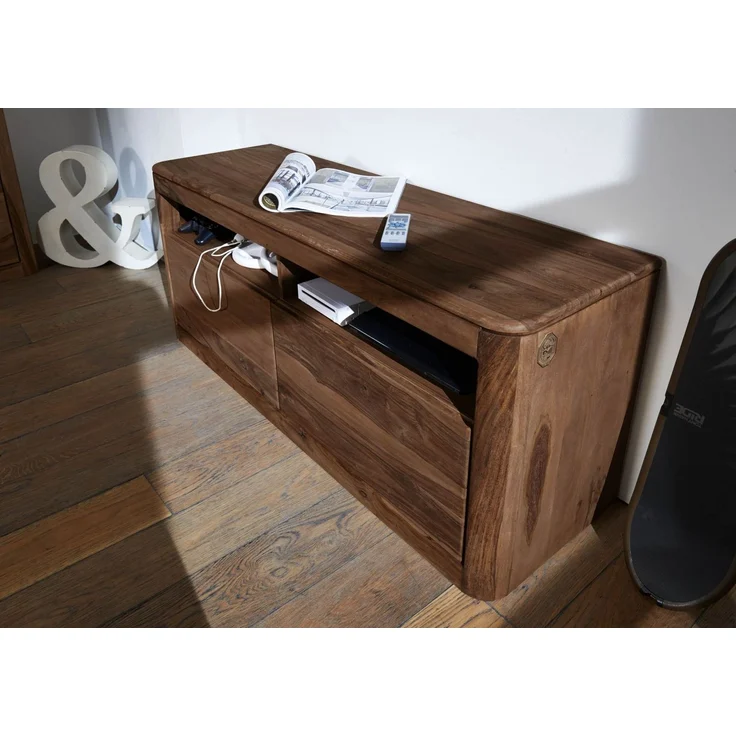 TV-Board Sheesham 130x40x58 smoked cherry gebeizt TORONTO #119 – Bild 2