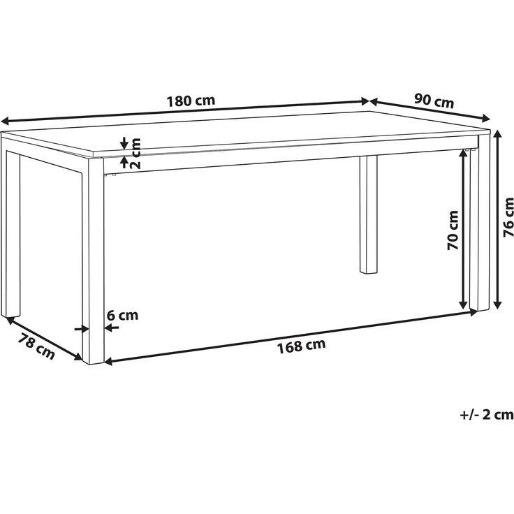 Konferenztisch GROSSETO 90 cm x 180 cm Granit Schwarz – Bild 2