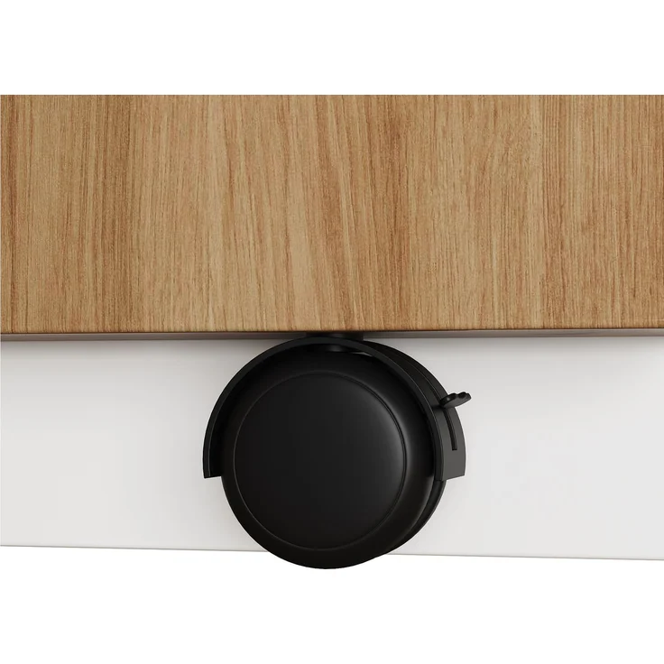 ZUBALIYA Schreibtisch mit feststellbaren Rollen – multifunktionales Design, 4 cm dickere, drehbare Tischplatte, fest arretierbar, weiß/Eiche, Faltbarer Schreibtisch, Eckschreibtisch, Sideboard,Dicke Materialie – Modell N880P4642134O – Bild 17