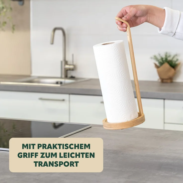 Küchenrollenhalter aus Bambus mit Schutzpads am Boden – Bild 5