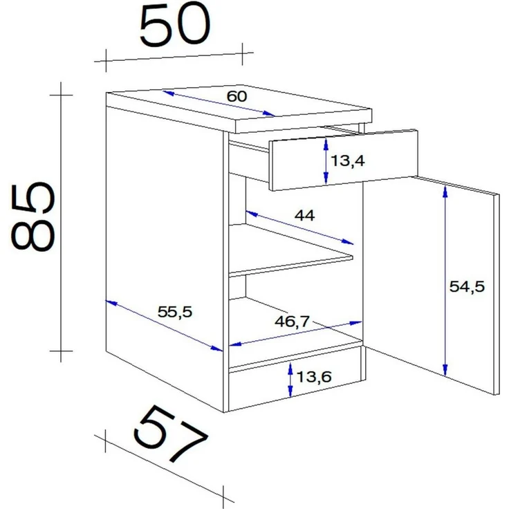 Flex-Well Unterschrank Wito (B x H x T) 50 x 85/86 x 60 cm – Bild 2