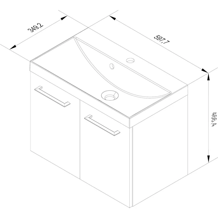 FACKELMANN LIMA Waschtisch Set mit Spiegelschrank 60 cm breit, Braun, Waschbecken Gussmarmor Weiß – Bild 2