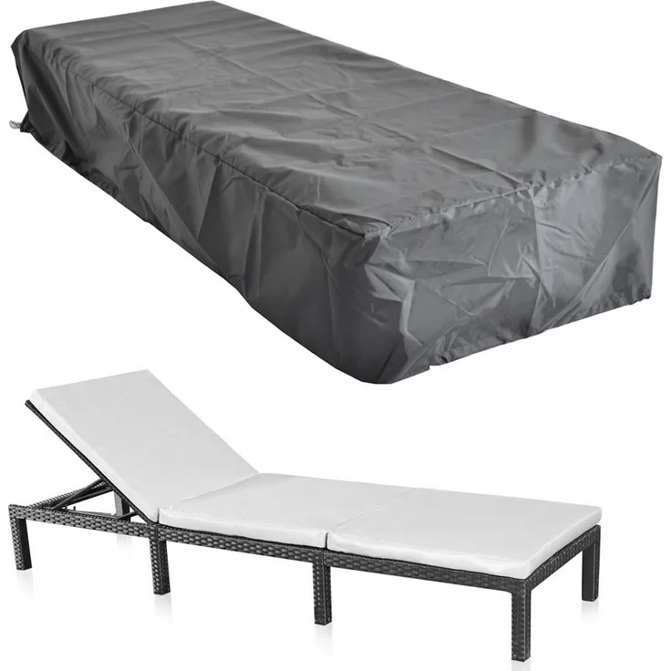 Schutzhülle 210x67x30 Schwarz Gartenmöbel Rattan Abdeckung Plane Haube Wetter – Bild 6
