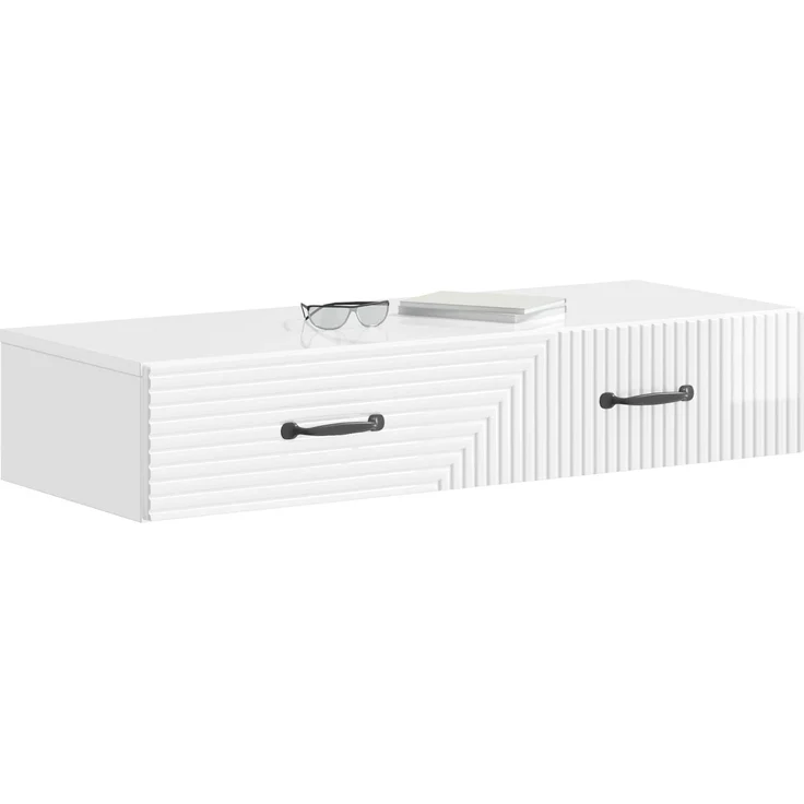 vidaXL Wandmontierter Beistelltisch Hochglanz Weiß 87,5 x 34,5 x 17 cm 898669 – Bild 3
