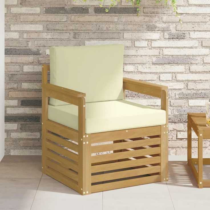 vidaXL 2 Stück Outdoor-Sofagarnitur Polyester Weiß und Creme 3439082 – Bild 1