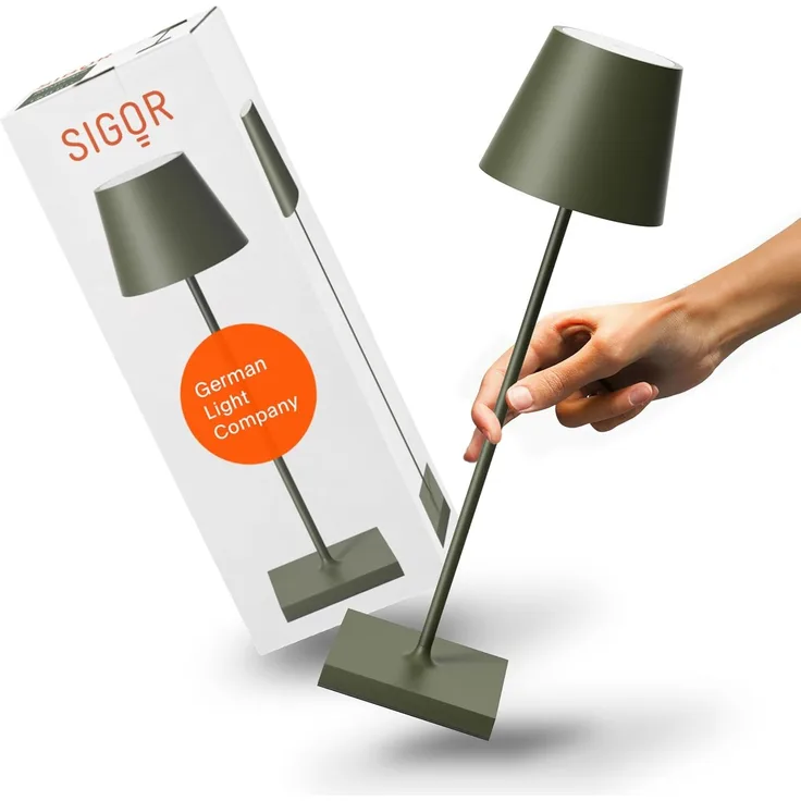 SIGOR LED Tischleuchte Akku-Tischleuchte, Dimmbar, LED fest integriert, Warmweiß