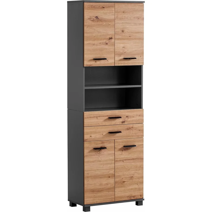 Schildmeyer Hochschrank Palermo, Holzwerkstoff, Anthrazit/Artisan Eiche Dekor, 59,8 x 23,6 x 180,9 cm (B/T/H) – Bild 1