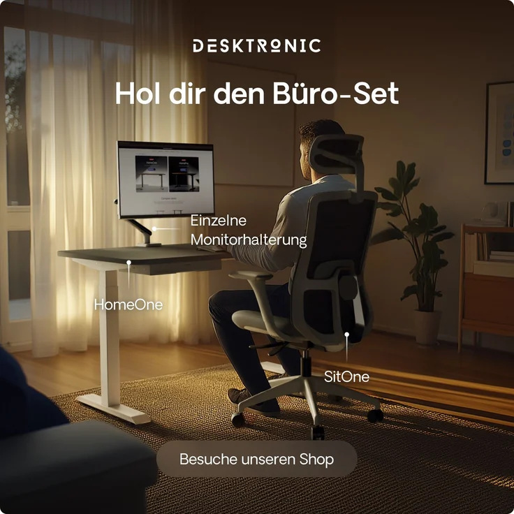 Desktronic HomeOne Elektrisch höhenverstellbarer Schreibtisch 120x60cm Weiß/Grau mit Memory-Funktion, Anti-Kollisions Technologie, USB-A und USB-C-Ladeanschlüssen – Bild 9