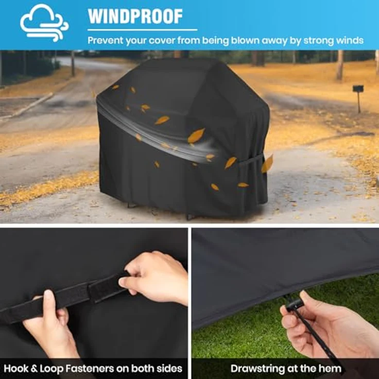 Velway Grillabdeckung 132 x 68 x 109 cm Wetterfest für Gasgrill - Grill Abdeckhaube Regendicht BBQ Abdeckung Cover Schutzhülle Haube Staubdicht Grill Abdeckplane Grillschutz - Schwarz – Bild 4