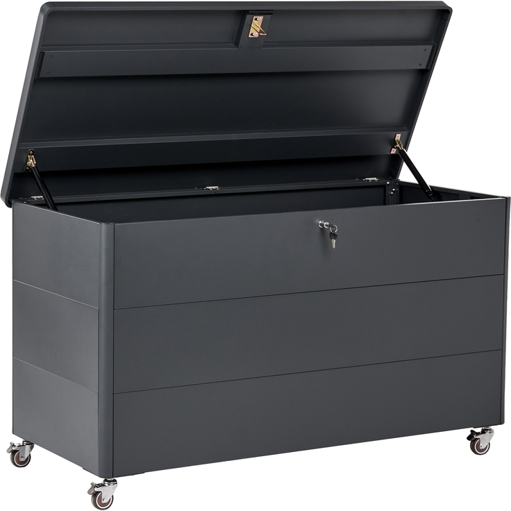 Aufbewahrungsbox KYMI 136 cm 55 cm Metall mit Rädern Dunkelgrau – Bild 4