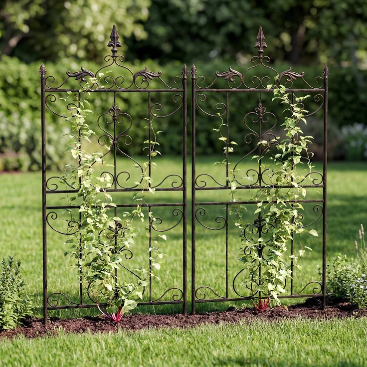 Rankgitter INES 2er Set - 51 x 3 x 124 cm, Metall, Bronze | Rankhilfe Kletterpflanzen Gartendekoration – Bild 3