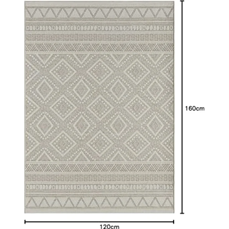 the carpet Calgary - moderner Teppich für Wohnzimmer & Esszimmer, Robustes, pflegeleichtes Flachgewebe im Vintage-Boho-Stil, ideal für Küche, Flur & Schlafzimmer, Beige, 120x160 cm – Bild 3