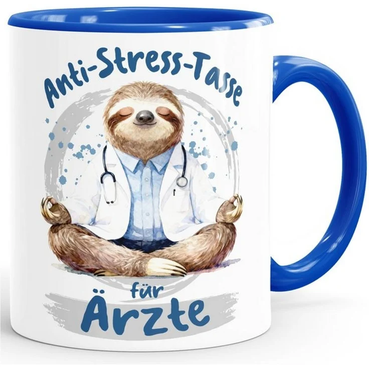 MoonWorks Tasse Kaffee-Tasse Geschenk Ärzte Anti Stress Bürotasse Faultier Lustig, Keramik – Bild 4
