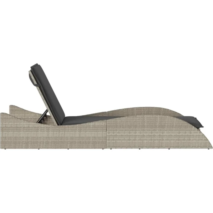 vidaXL Sonnenliege mit Auflage Hellgrau 60x205x73 cm Poly Rattan 368283 – Bild 6