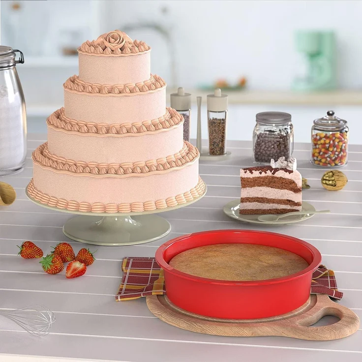 SILIVO 4er Set Silikon Backform Rund Antihaft Kuchenform Schichtkuchen – Bild 6