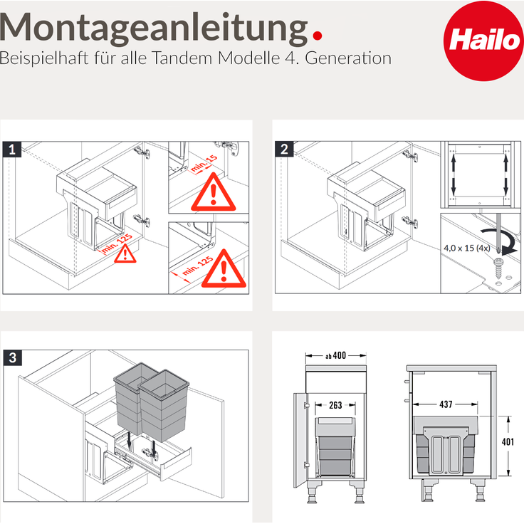 Hailo Abfallsammler 3666903 TA Swing Tandem 2x 13 Liter m Biodeckel – Bild 5