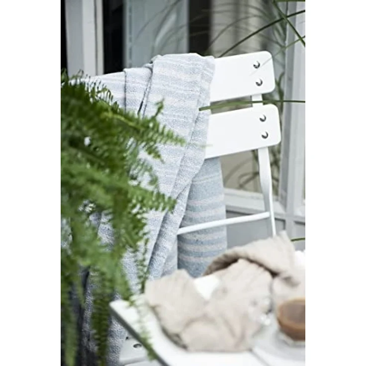 Wohndecke IB Laursen Plaid Creme Hellblau Streifen, Ib Laursen – Bild 5