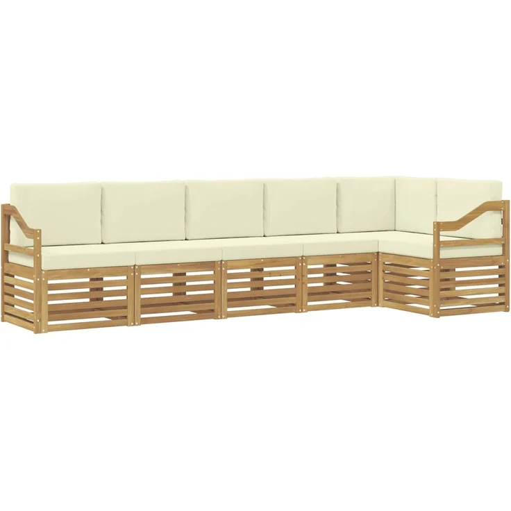 vidaXL Outdoor-Sofagarnitur 6 stk. 6-Sitzer Weiß und Creme Polyester 3391930 – Bild 2