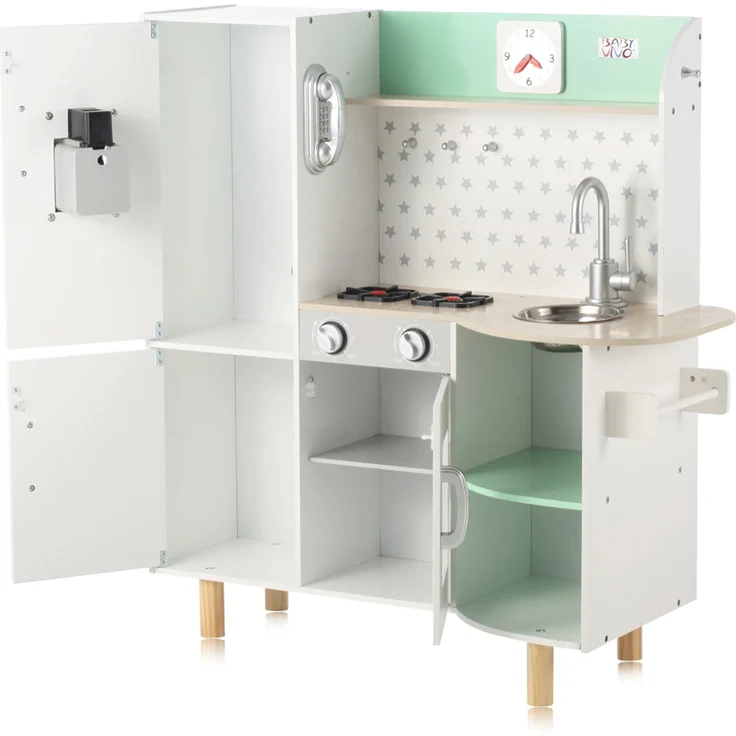 Baby Vivo Kinderküche Spielküche aus Holz - Gustavo in Weiß – Bild 2