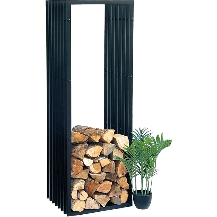 DanDiBo Kaminholzregal Innen Metall Schwarz Kaminholzständer 96430 150 cm Holzkorb Kaminholzhalter Holzregal