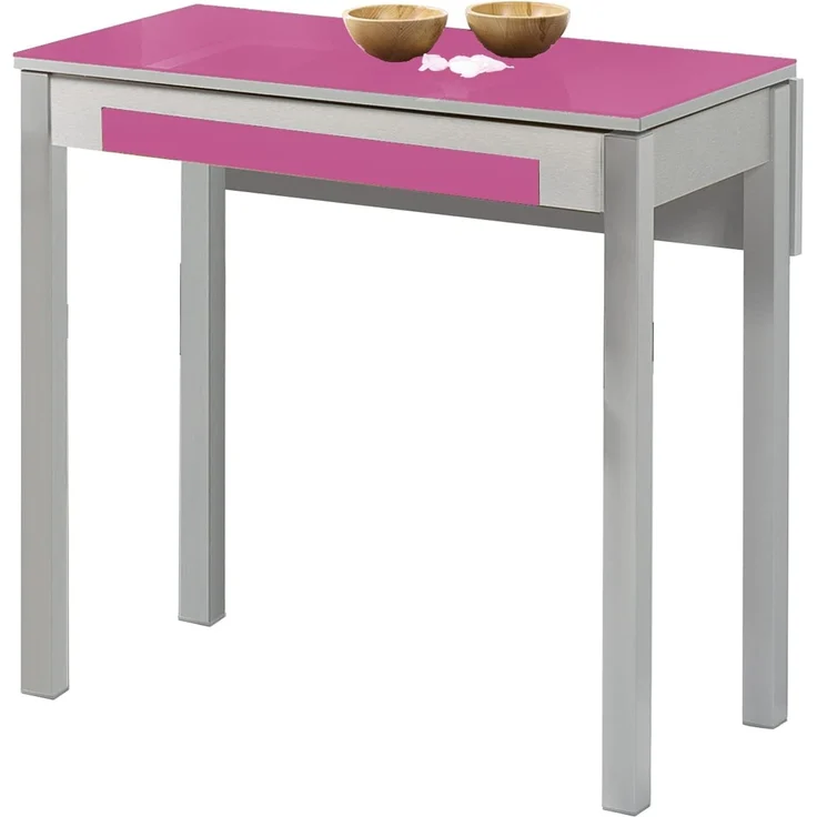 ASTIMESA Küchentisch, Metall, Fuchsie, 80x40 cm, erweitert 80x60 cm