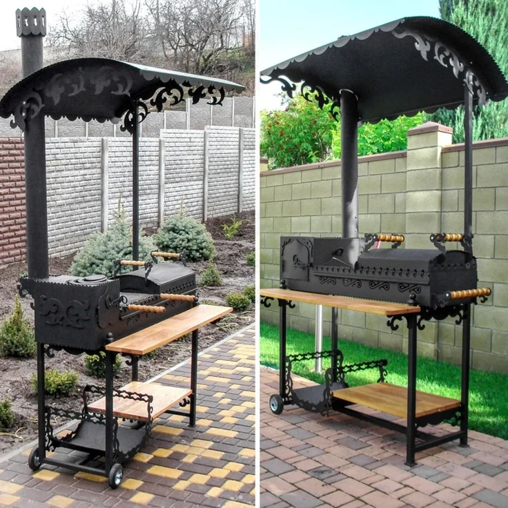 Grill Mangal Taj Mahal auf Rädern in Schwarz – Bild 2
