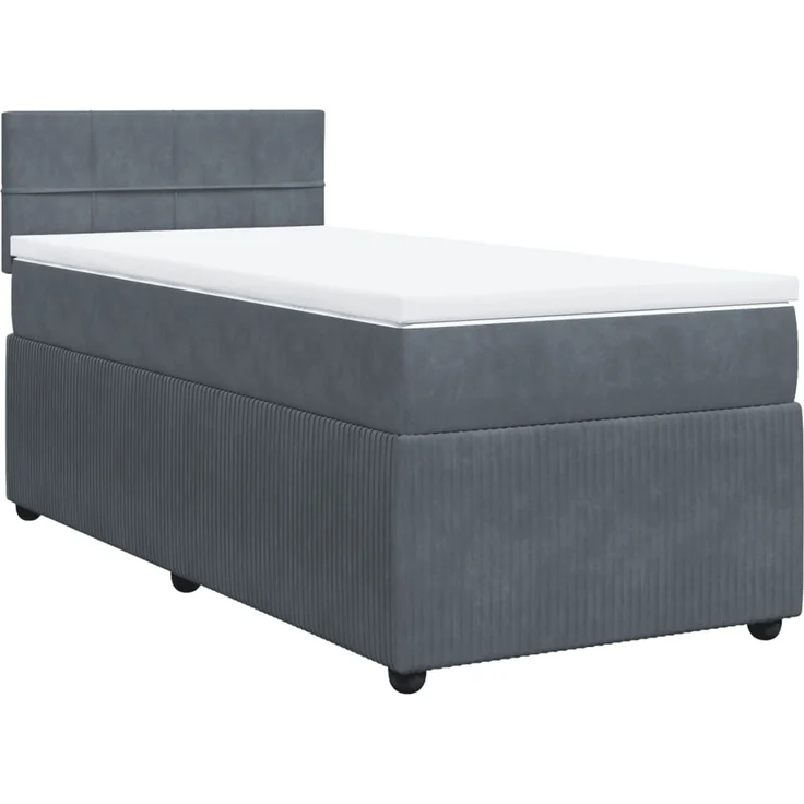 vidaXL Boxspringbett mit Matratze Dunkelgrau 90x200 cm Samt 3287651 – Bild 2
