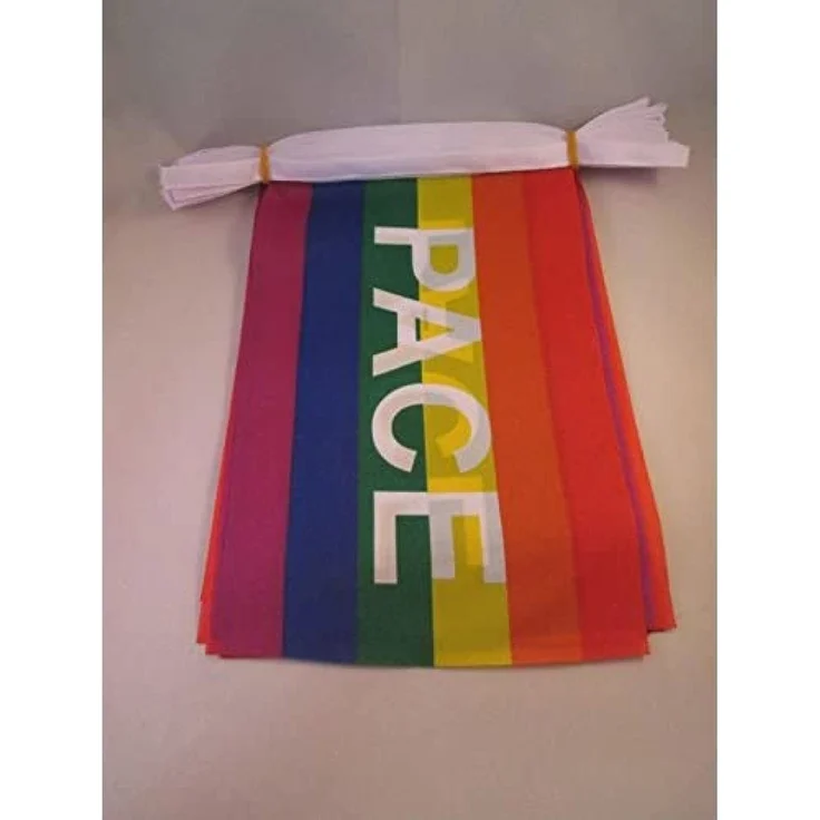 AZ FLAG - Fahnenkette Regenbogen Frieden Pace 6 Meter Mit 20 Flaggen - 21x14 cm - Peace Girlande Flaggenkette 14x21 Cm