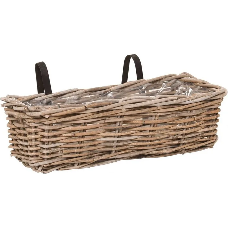VIVANNO Balkonkasten Rattan SACADA Kasten, Natur Geflochten 46x18x14 cm
