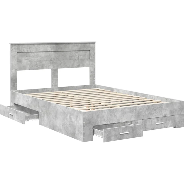 vidaXL Bettrahmen mit Kopfteil Beton Grau 160 x 200 cm Holzwerkstoff 3409969 – Bild 4