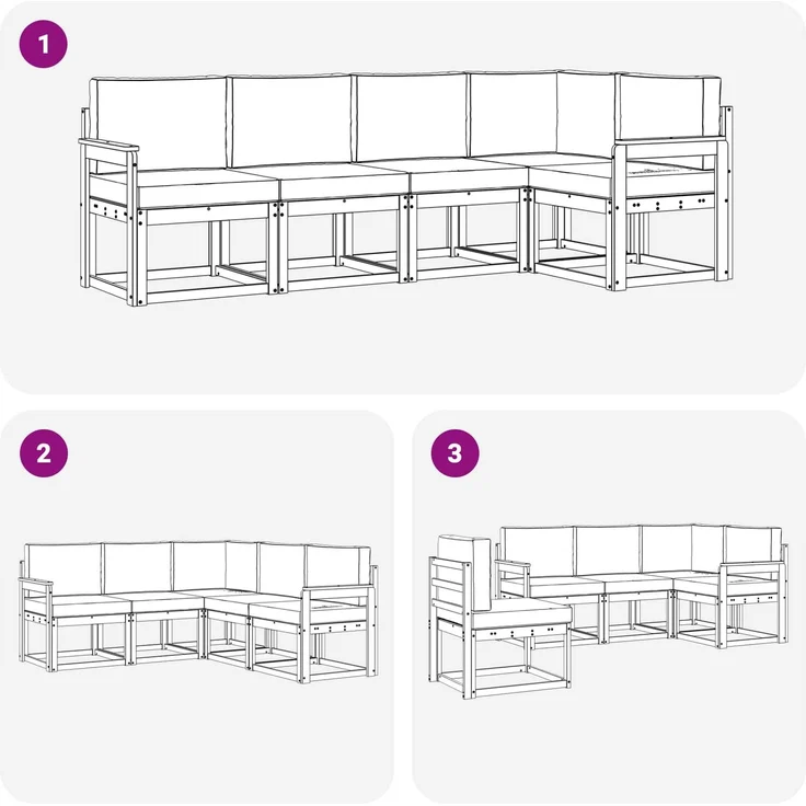 vidaXL Outdoor-Sofagarnitur 5 stk. 5-Sitzer Weiß und Anthrazit 3387621 – Bild 7